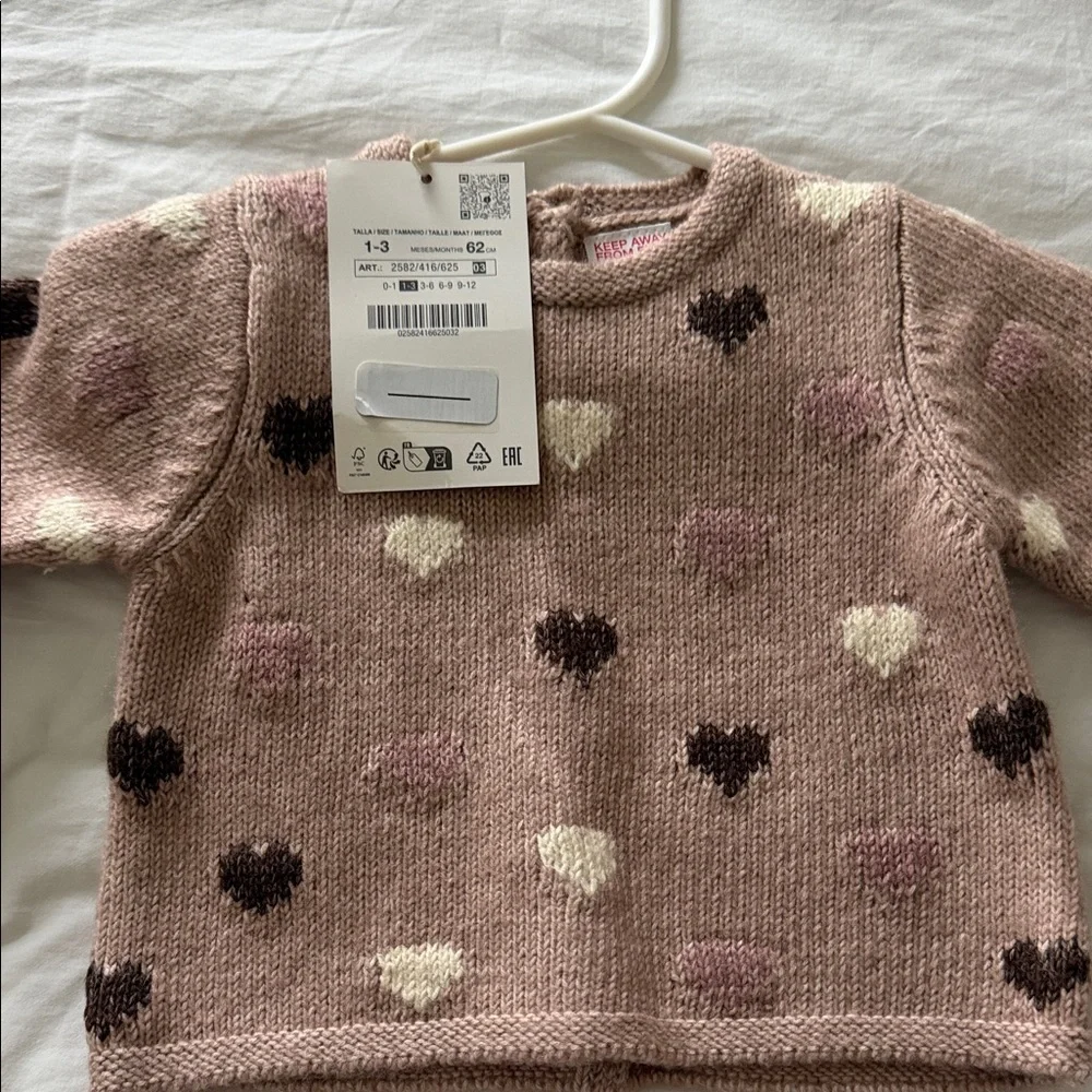 Zara Adorable Heart Pattern Baby Set- NWT - size 1-3 months - Picture 4 of 4